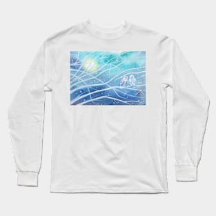 Snowy Owls On A Branch Long Sleeve T-Shirt